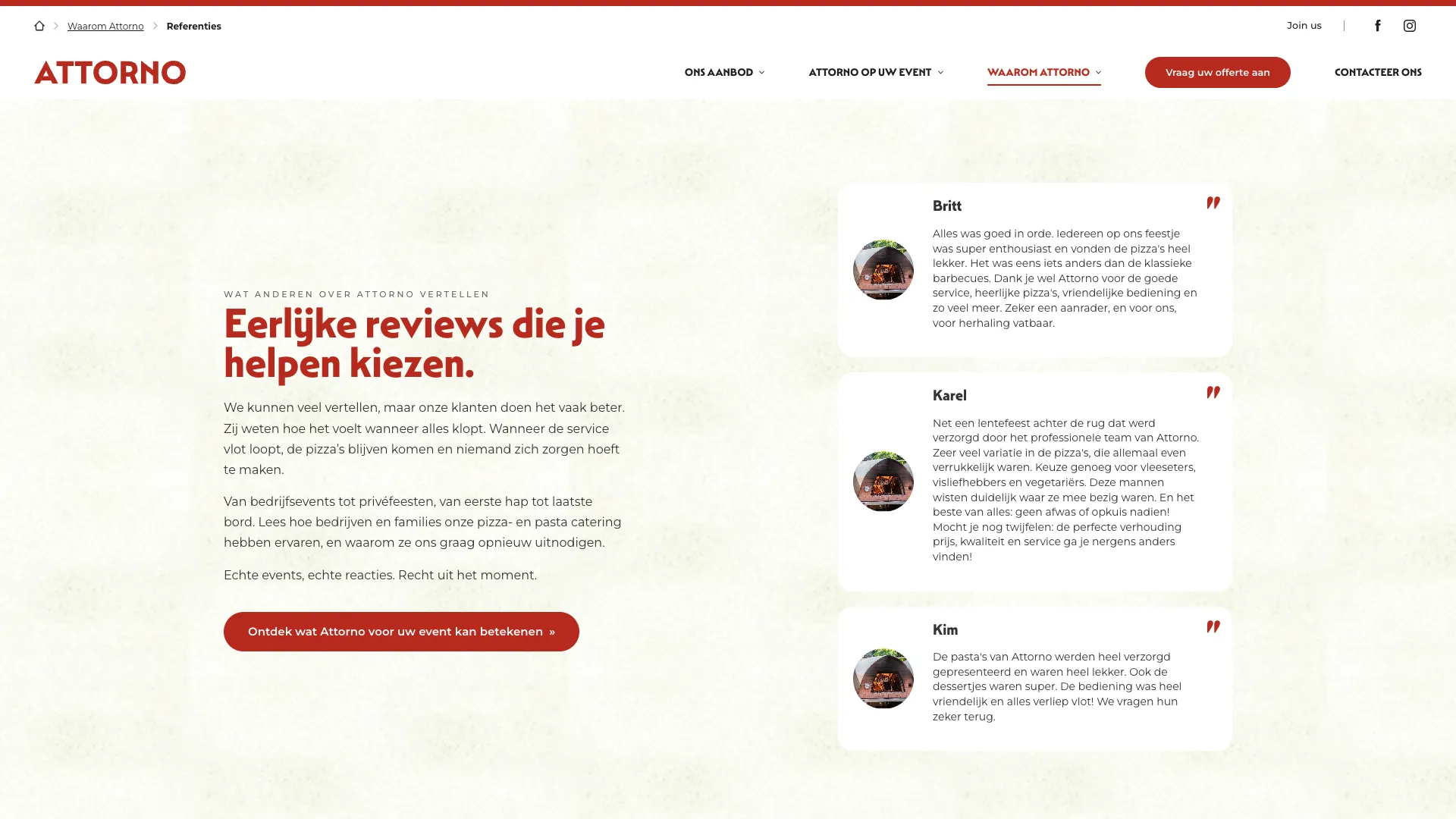 Referentiepagina met reviews van klanten