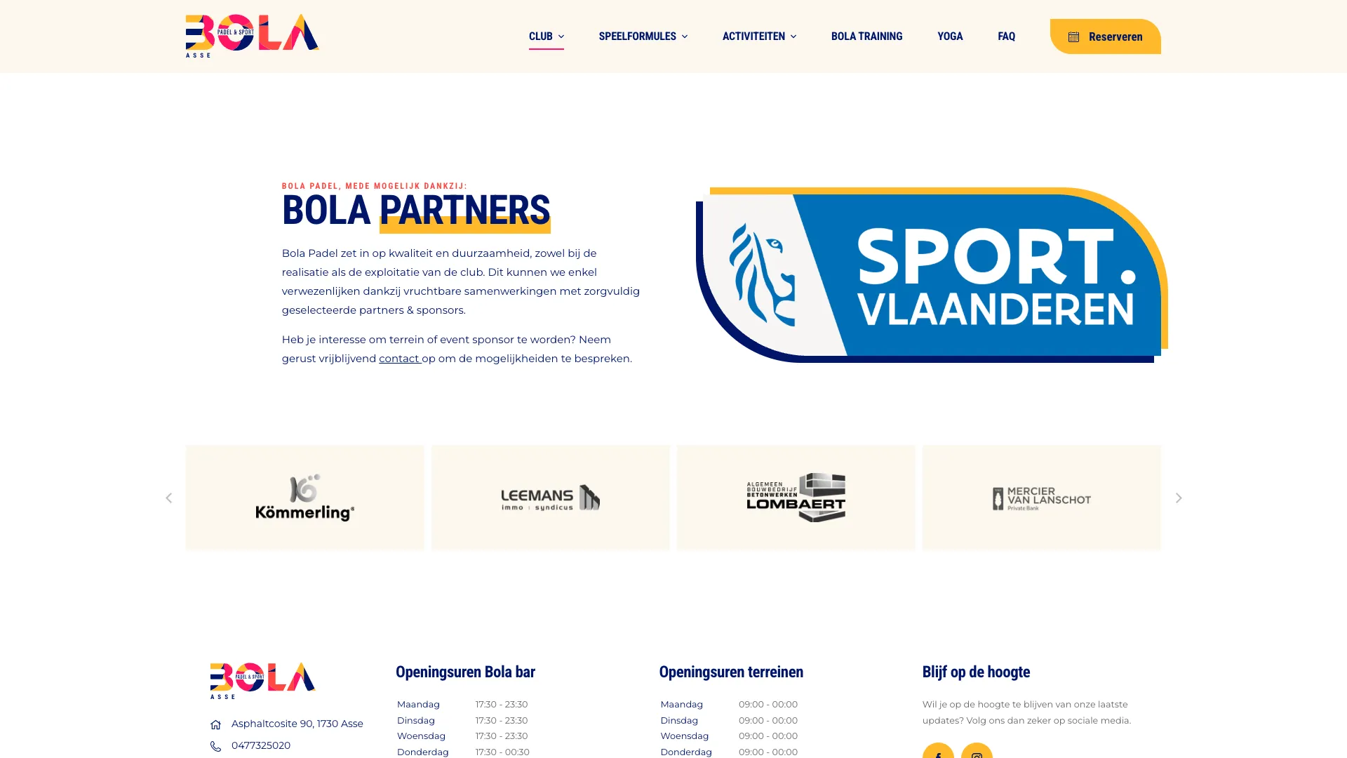 Partnerpagina met logo's van sponsors