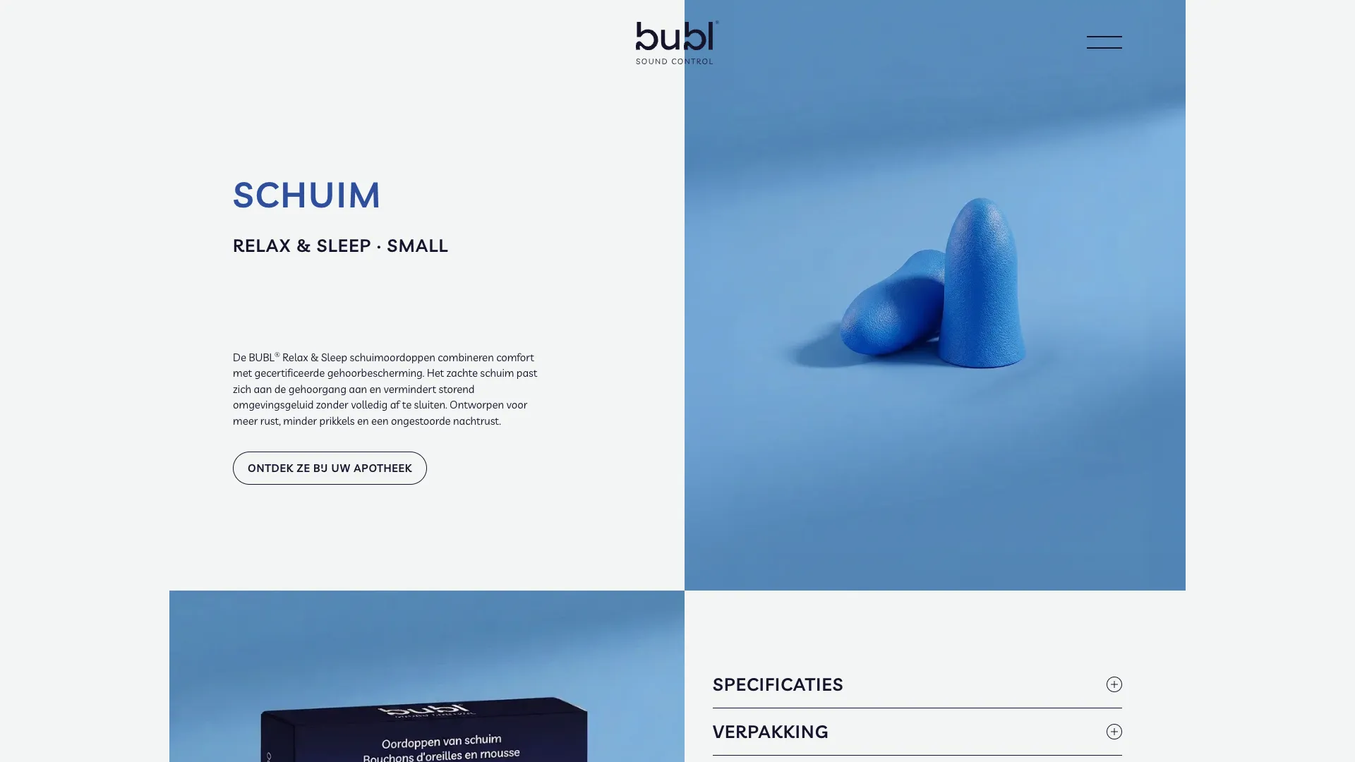 Productpagina van BUBL schuimoordoppen voor Relax & Sleep
