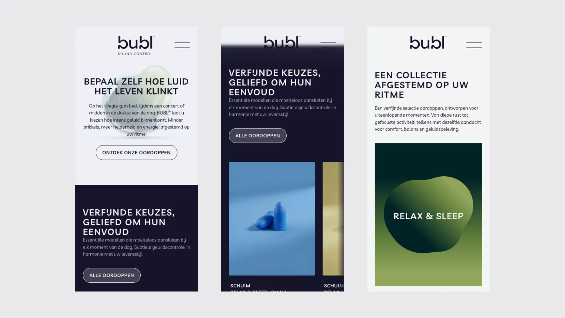 Drie mobiele schermen van de BUBL site