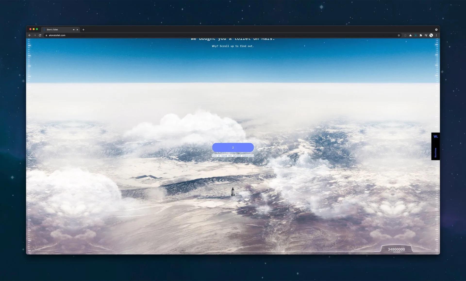 Elon's Toilet landing page