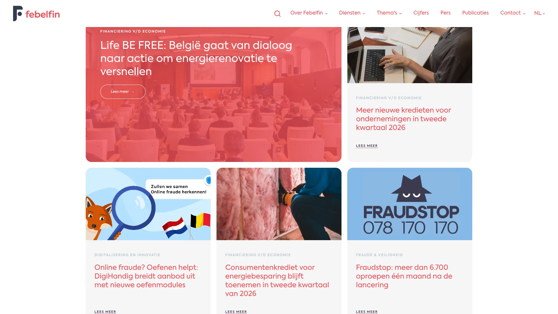 Current affairs section on the homepage with featured press releases
