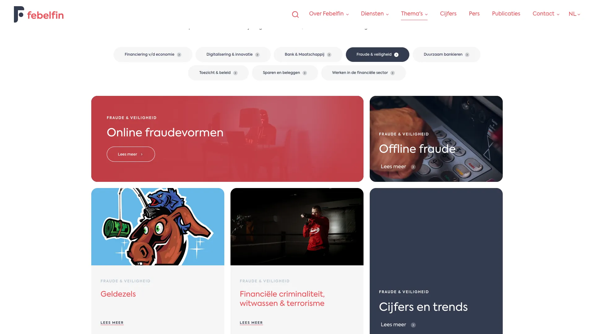 Fraud and security theme page with theme filters