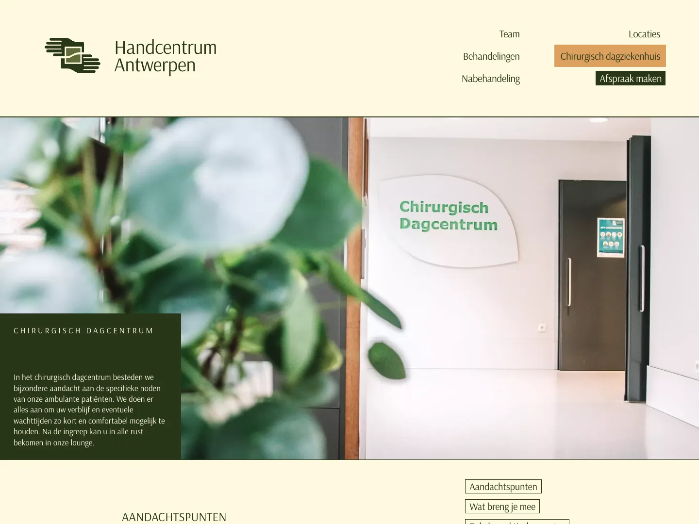 Day hospital page with points of attention before surgery