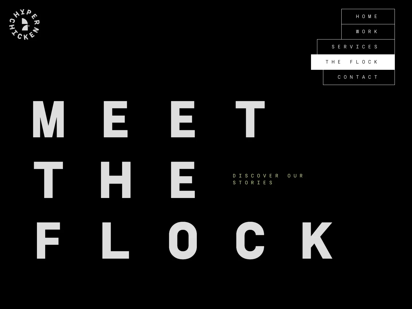 Team page with the title Meet the Flock in large letters