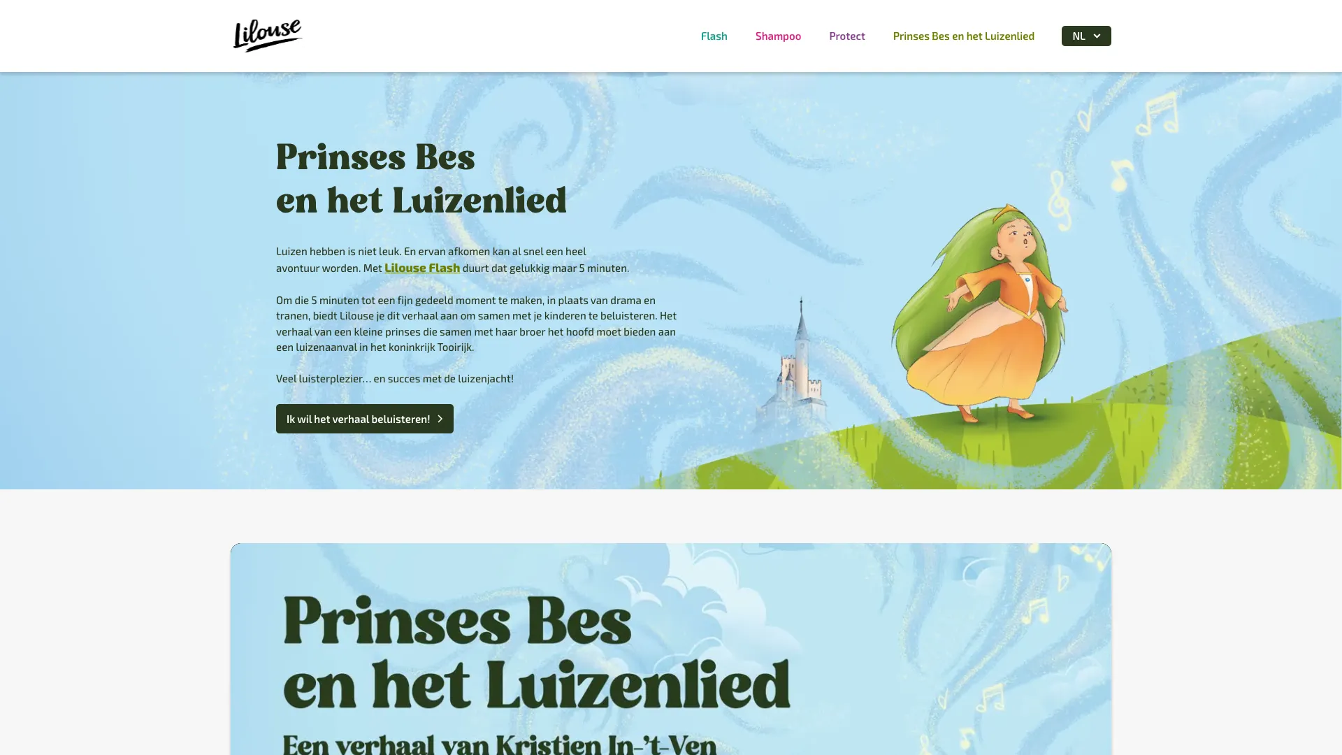 Page for the audio story Prinses Bes en het Luizenlied