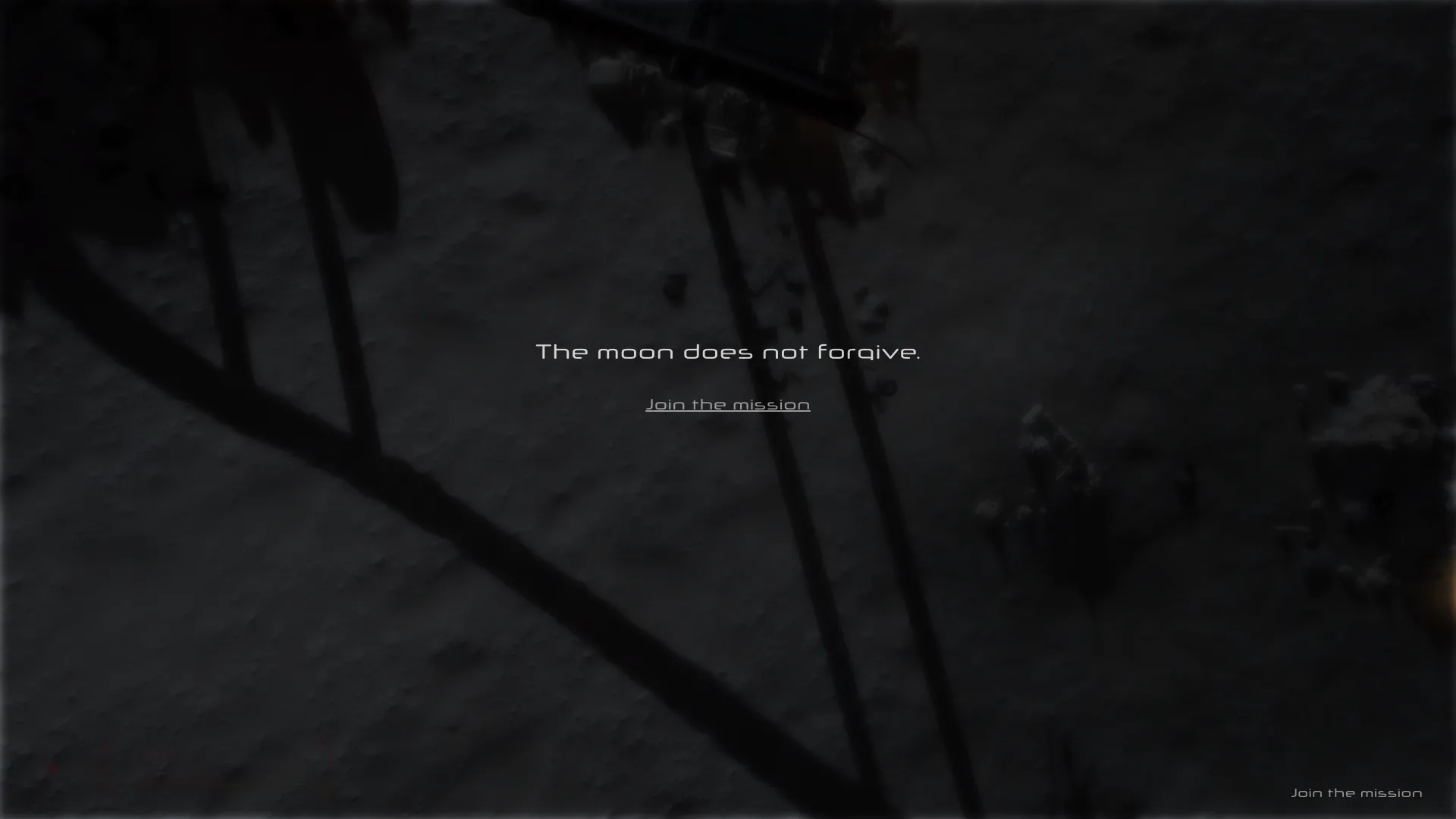 Eindscherm met de tekst The moon does not forgive en een link naar de missie