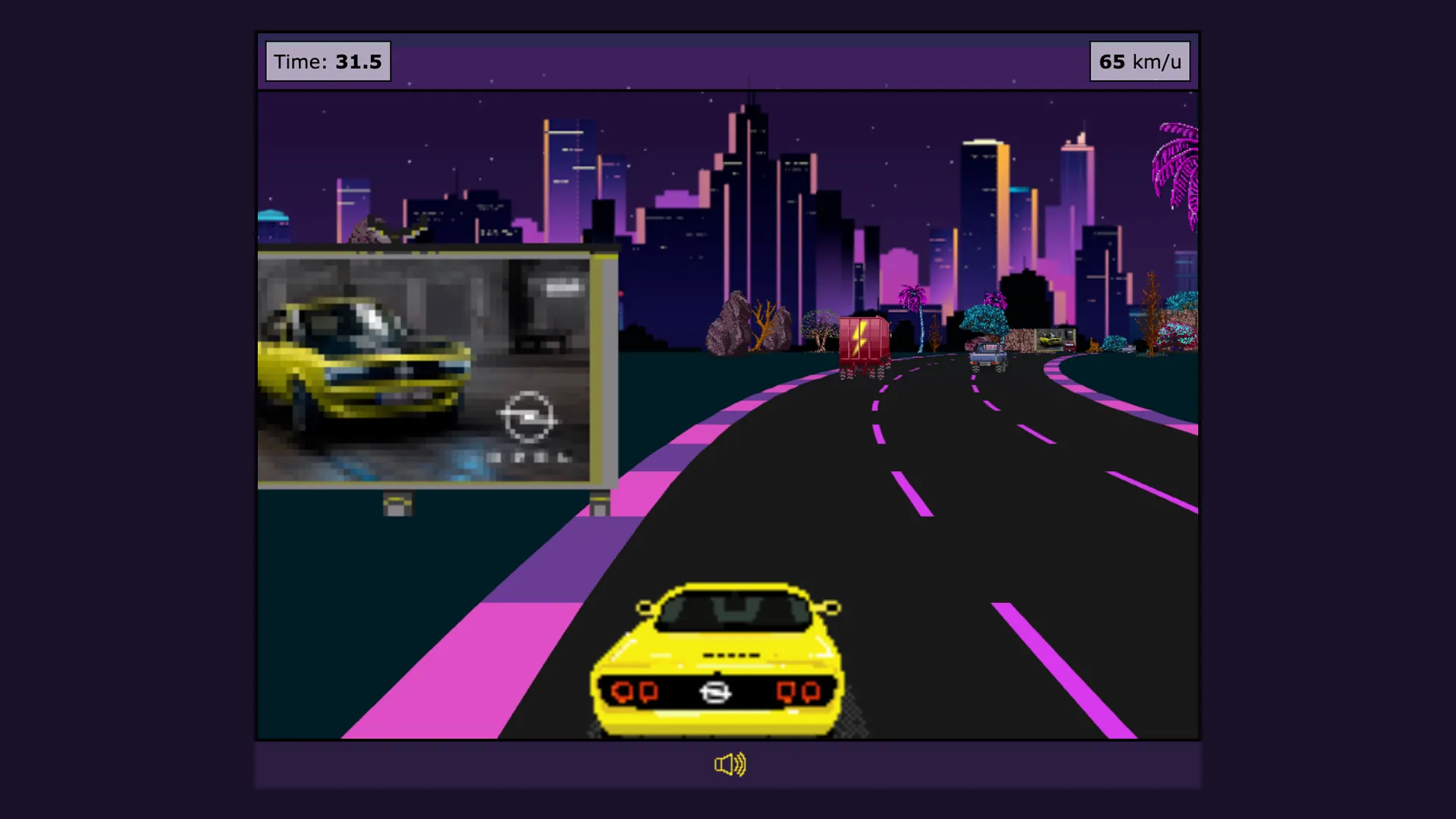 Yellow Opel Manta passing an Opel billboard