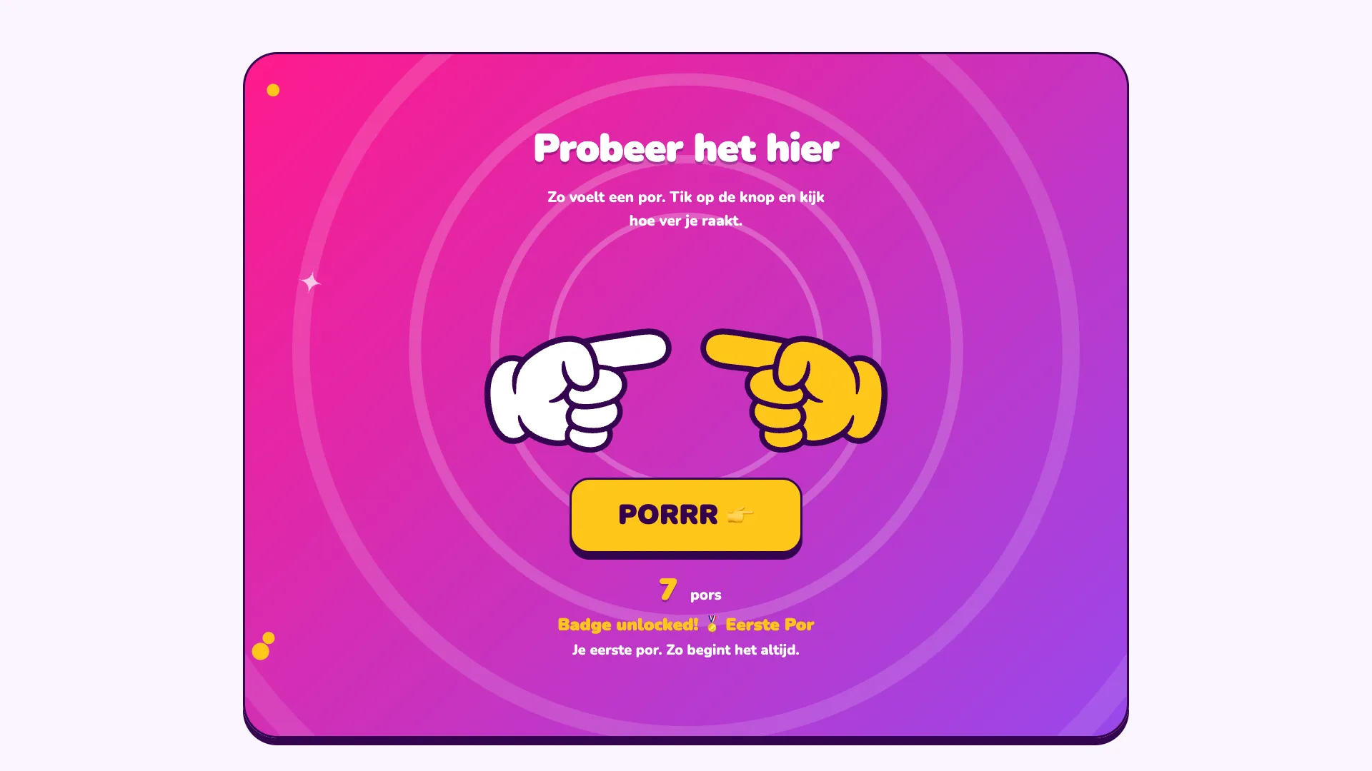 Het onderdeel Probeer het hier op porpor.be, waar je zelf kan porren