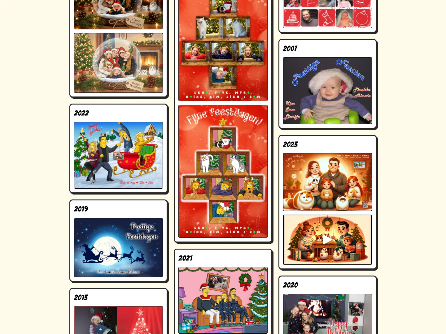Archief met kerstkaartjes per jaar